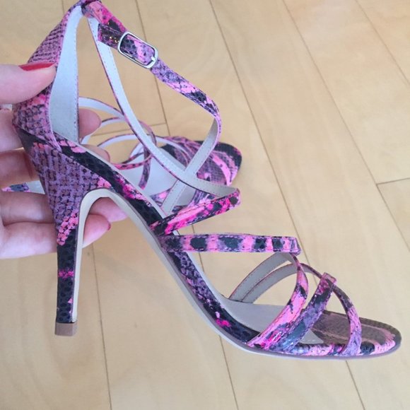 ALDO SNAKE PRINT GENUINE LEATHER PINK SEXY SANDALS, SZ.7 - Picture 5 of 7